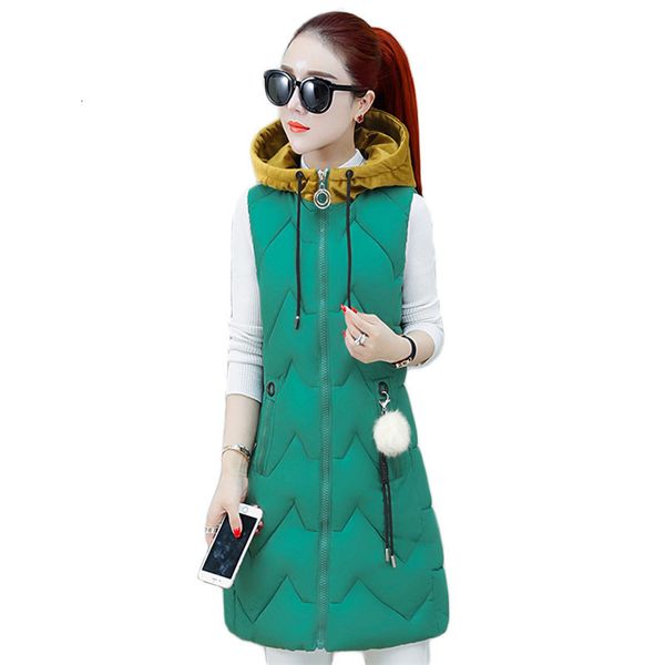 

2021 new women's winter coat cotton green fall korean fashion thin skin ball with sleeveless hood vest ig1r, Black;white