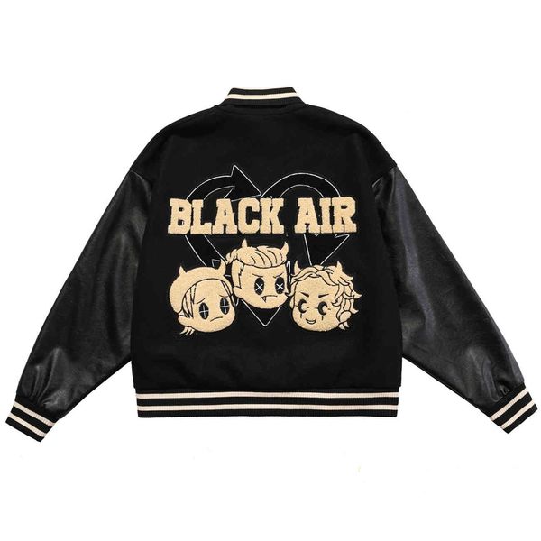 

men's jackets lacible varsity men bomber hip hop streetwear harajuku love cartoon embroidery baseball coat autumn jbzg wec3 4fdh, Black;brown