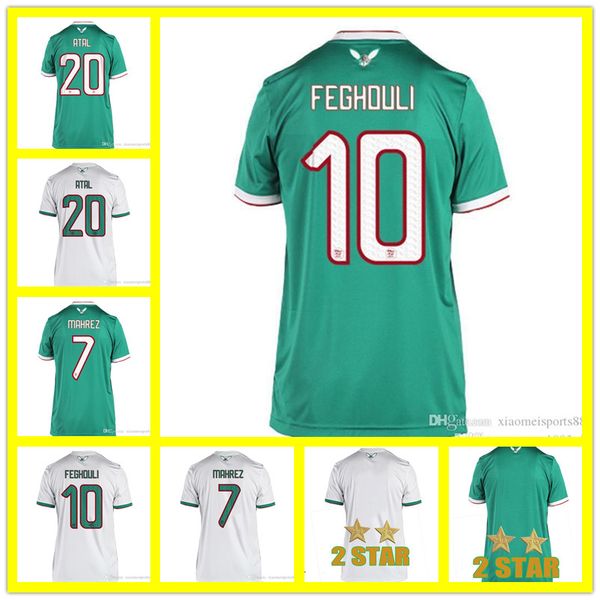 

2 stars 2020 2021 africa cup algeria soccer jersey 20 21 mahrez atal bennacer feghouli slimani football shirt maillot de foot uniforms, Black;yellow
