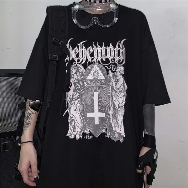 

qweek goth harajuku tshirt emo style mall goth summer punk rock gothic graphic t shirts streetwear black clothes 210315, White