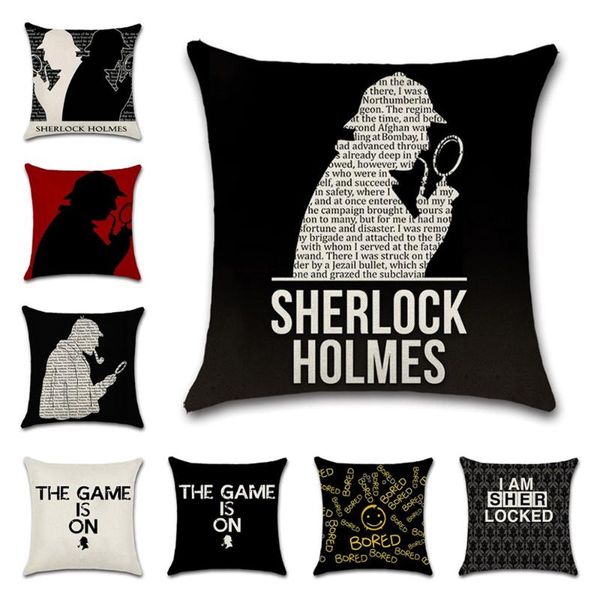 

cushion/decorative pillow detective s paper shadow print linen beige cushion cover case decoration for home living room sofa chair friend gi