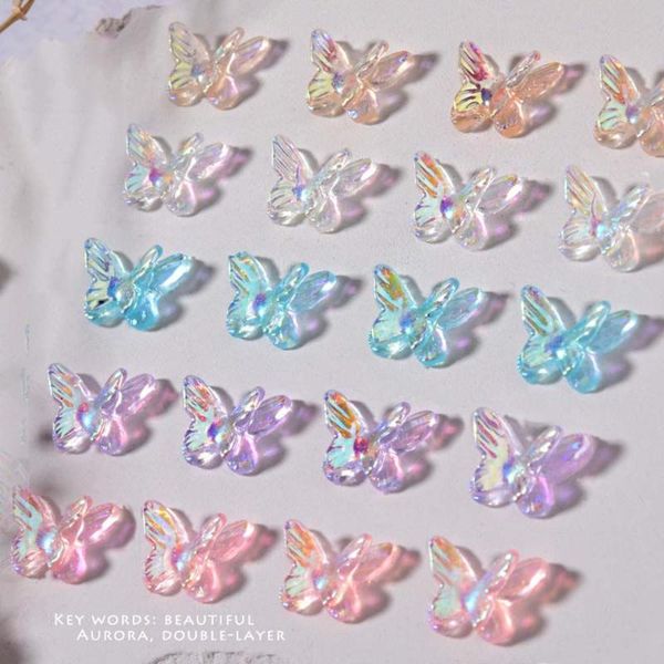 

nail art decorations resin butterfly jewelry aurora three-dimensional double decoration symphony manicure, Silver;gold