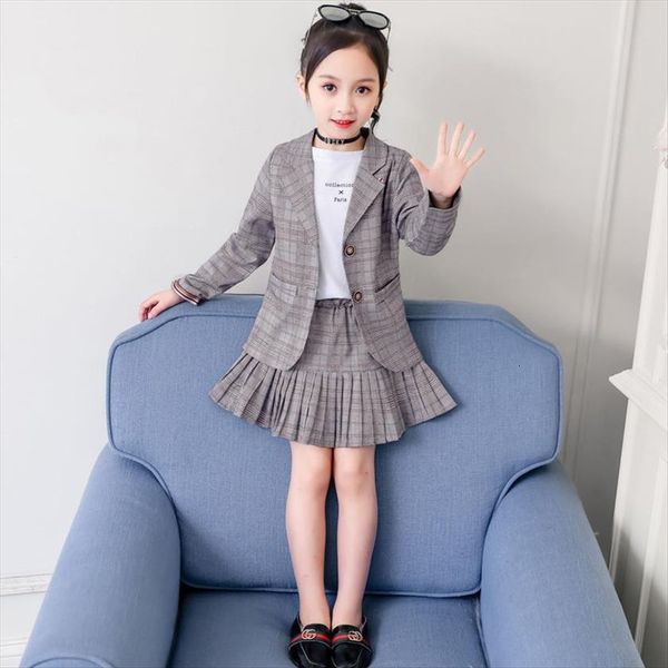 

japanese style schoolgirl plaid skirt jacket blazer clothing girls school suit for kids fashion uniforms costume, Black