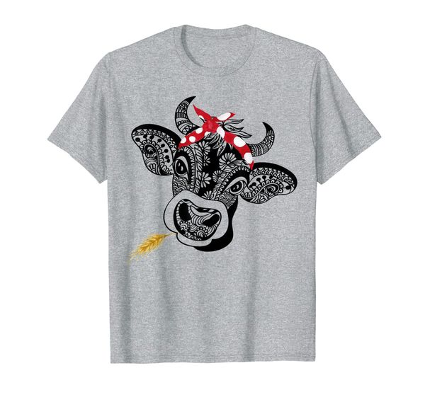 

cow mandala with bandana hippie bohemian farmer girl gift t-shirt, White;black