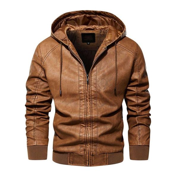 

men's jackets windbreaker jacket military autumn&winter solid color long sleeved tether hooded vintage zipper leather, Black;brown