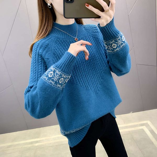 

semi turtleneck women's loose, korean autumn and winter thickened, 2021 new foreign style knitted bottomed sweater with versatile inter, White;black