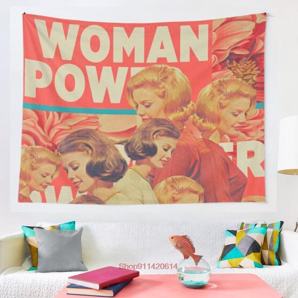 

tapestries woman power tapestry mosaic style hippie boho wall mandala fabric mat living room decor