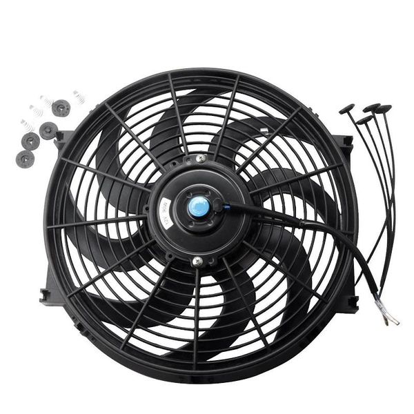 

electric fans black universal radiator slim fan push/pull 12v + mounting kit (14 inch)