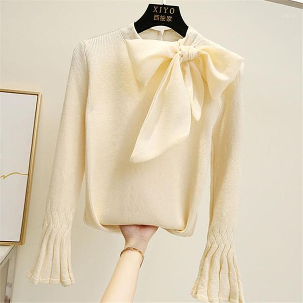 

autumn sweater slim women big bow tie female long sleeve knitted pullovers winter bottomings wz1287 women's sweaters, White;black