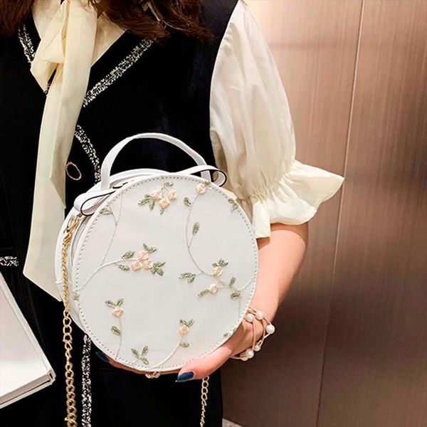 

womens fashion designer lace waist bag fresh pu crossbody solid color small round leisure panelled chest belt bags a02