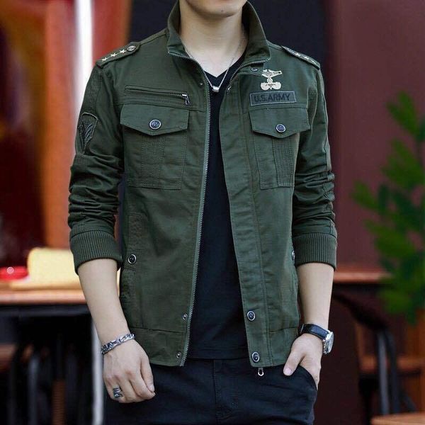 

men's jackets cotton jacket coat autumn and winter products short middle-aged young military windbreaker wash loose denim fat la, Black;brown