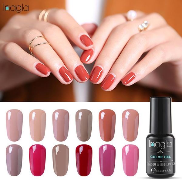 

nail art kits (12pcs)inagla 8ml gel set mixed pure color polish soak off uv led lacquer varnish kit base coat