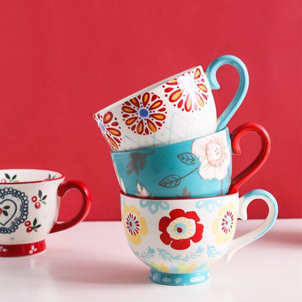 

mugs ceraimcs handgrip coffee drinkware personality coffeeware animal flower fruit morning breakfast milk mug porcelain tea cups