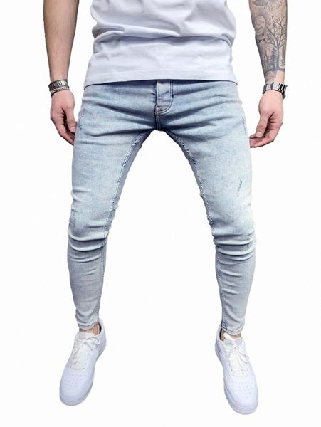 

romwe guys light washed skinny jeans 03xt#, Blue