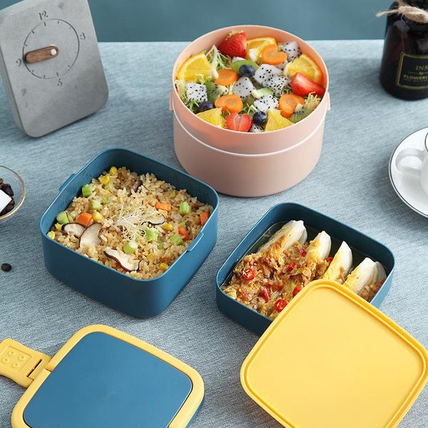 

dinnerware sets style portable doule layer lunch boxes microwave heating available storage bento case student office people container