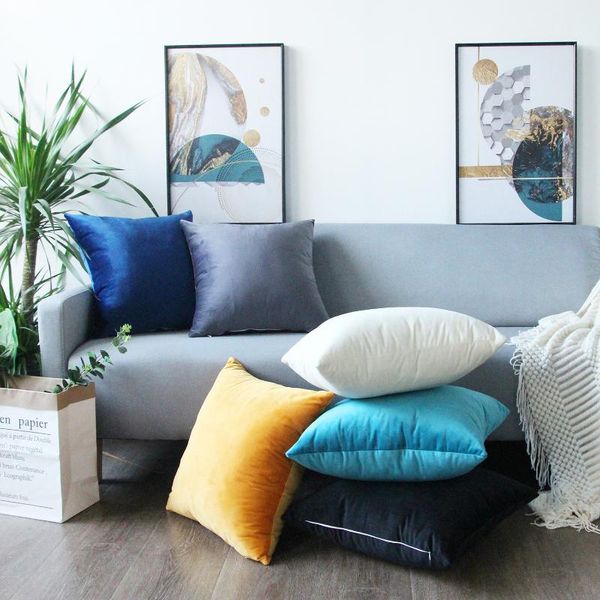 

cushion/decorative pillow home ins wind solid color velvet cloth pillowcase 45*45 cushion dutch suede sofa throw