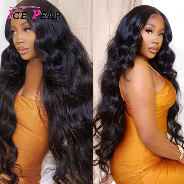 

lace wigs body wave 13x4 front wig 12-30 inch hd human hair for women brazilian remy with 30, Black;brown