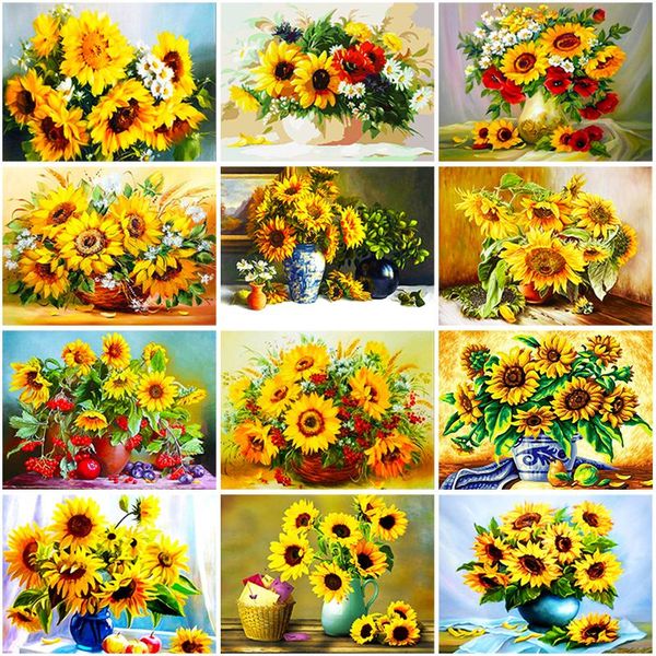 

diamond painting diy sunflower 5d full round/square rhinestone mosaic diamante embroidery cross stitch wall art home gift