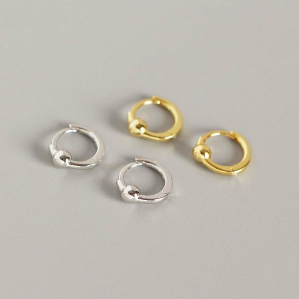 

stud lexie diary genuine 100% 925 sterling silver fashion simple round bead small studs earrings women femme party brithday jewelry, Golden;silver