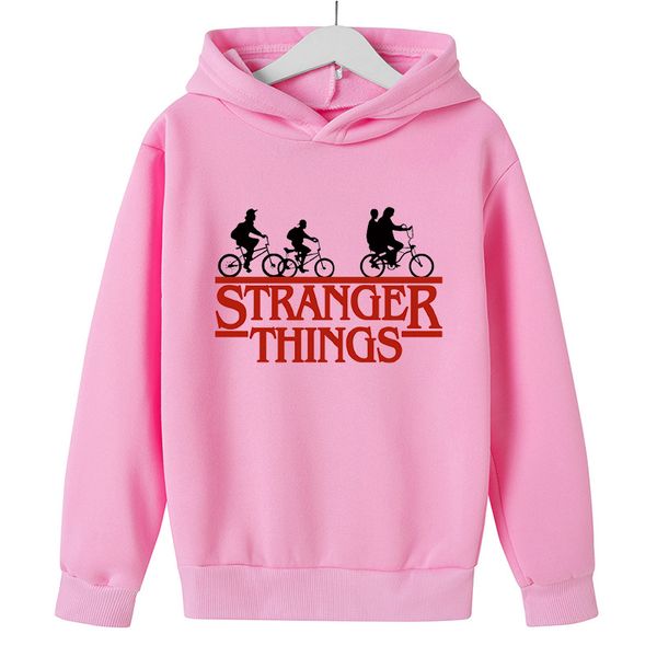 

100-160cm baby boy clothes sweatshirts for girls strange things hoodies spring new style casual hooded for movie fans, Black