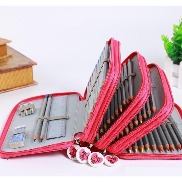 

2/3/4 layers large capacity canvas pencil bag drawing pen case portable school pen bag trousse sco jllbnp homecart