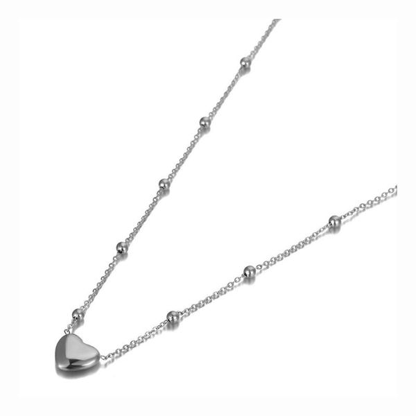 

pendant necklaces romantic stainless steel love heart charm jewelry classic wedding necklace for women collier n20082, Silver