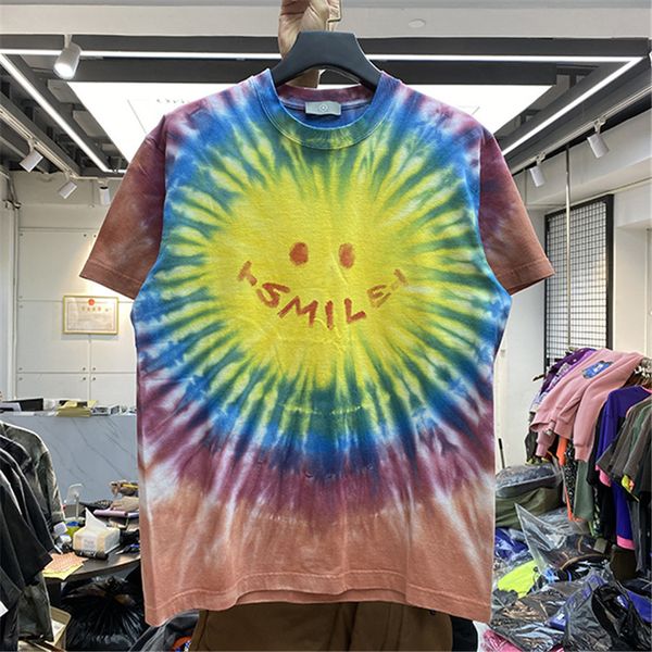 

2021 new dyed shirt with tie 2021ss female circular pattern impression t oversize bright sun soon txt9, White;black