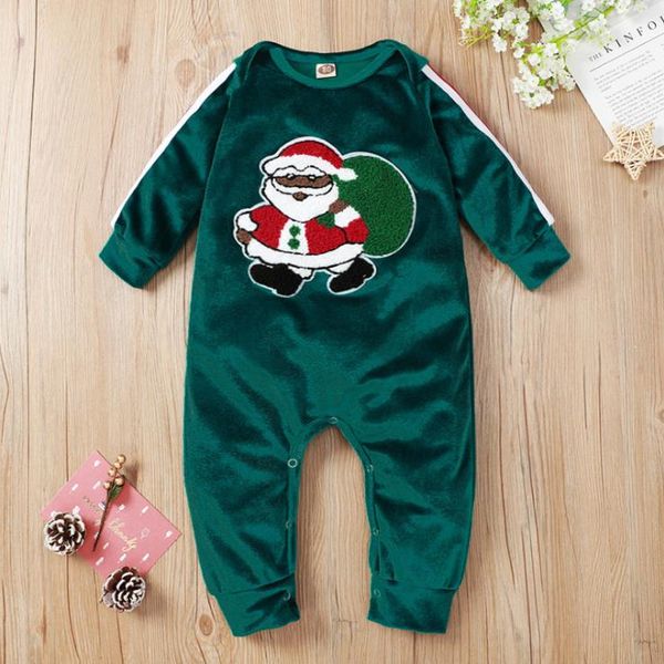 Christmas Bebê Roupas Santa Recém-nascidos Meninas Maciças Manga Longa Menino Jumpsuits Xmas Crianças Roupas Bebê Boutique Roupas DW6109