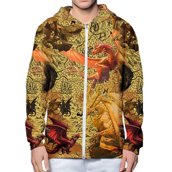 

men's hoodies & sweatshirts dragon totem hoodie 3d printed zipper zip up jacket coat men women hooded sweatshirt pullover casual, Black