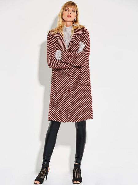 

women's wool & blends 2021 fashion stripe overcoat warmness single breasted pocket retro autumn winter clothes for women elegant long c, Black