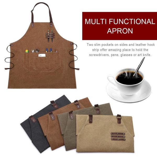 

adjustable woodworking apron for men heavy duty canvas women shop apron work aprons with tool pockets cross-back straps design