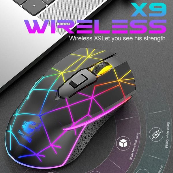 

mice wireless rgb luminous game mouse rechargeable 2400 dpi adjustable silent lapcomputer ergonomic