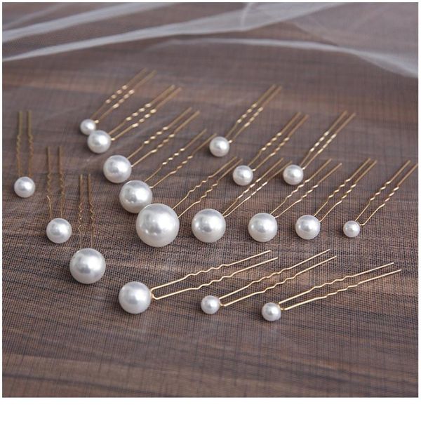 

women u-shaped pin metal barrette clip hairpins simulated pearl bridal tiara hair accessories wedding hairstyle desi jllhjb, Silver