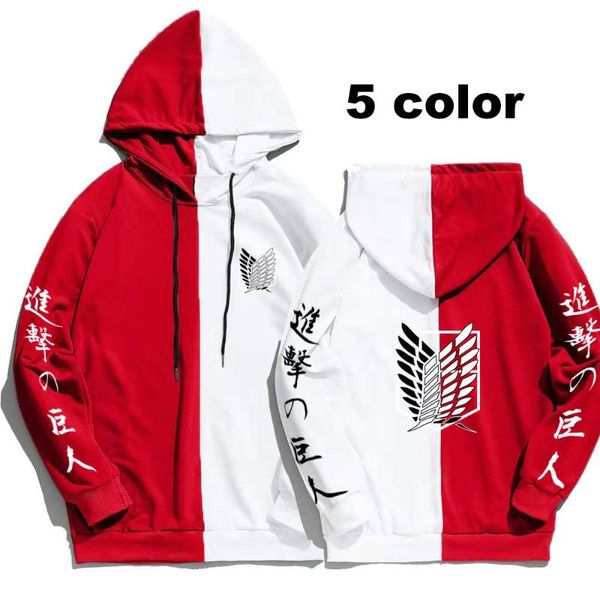 

men's hoodies & sweatshirts 2021 japan anime attack on titan print men pullover patchwork thin clothing hip hop streetwear, Black