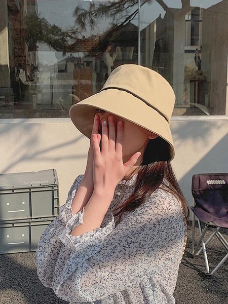 

wide brim hats women cotton hat fisherman thin ins korean spring and autumn sun summer bucket suncreen panama outdoor, Blue;gray