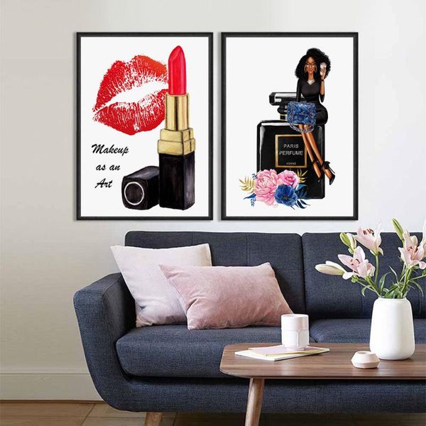 

diamond painting fashion woman paris perfume lipstick flower nordic poster rhinestone embroidery art mural living room