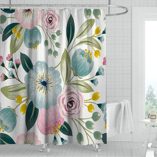 

daffodils and roses shower curtain set with 12 hooks bathroom decoration