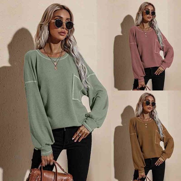 

women's clothing autumn winter 2021 new long t-shirt loose bat sleeve sweater, Black;gray