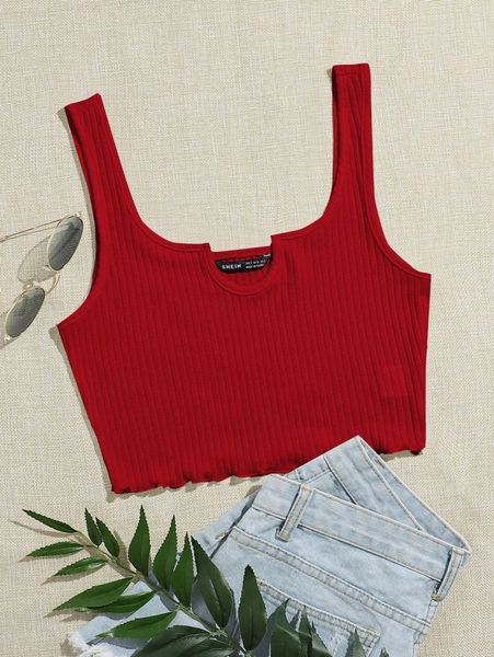

notch neck lettuce edge tank l0bx#, White