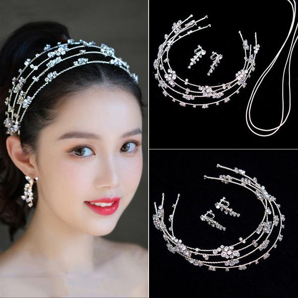 

hair clips & barrettes multilayer zircon bridal tiara crown silver color women hairband fashion wedding prom accessories, Golden;silver