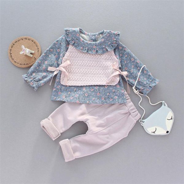 

2021 spring new born girl matching floral design clothes sweater vest 3-pcs suit girls baby birthday sets pq3f, White