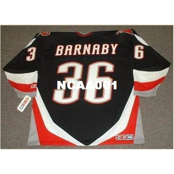 

001s #36 matthew barnaby buffalo sabres 1996 ccm hockey jersey or custom any name or number retro jersey, Black