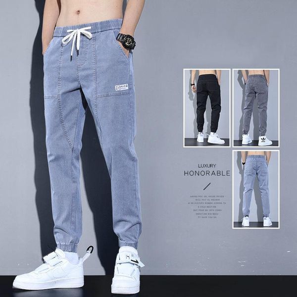 

men's pants fashion high street harajuku spliced elastic waist cargo men casual clothing joggers trousers, Black