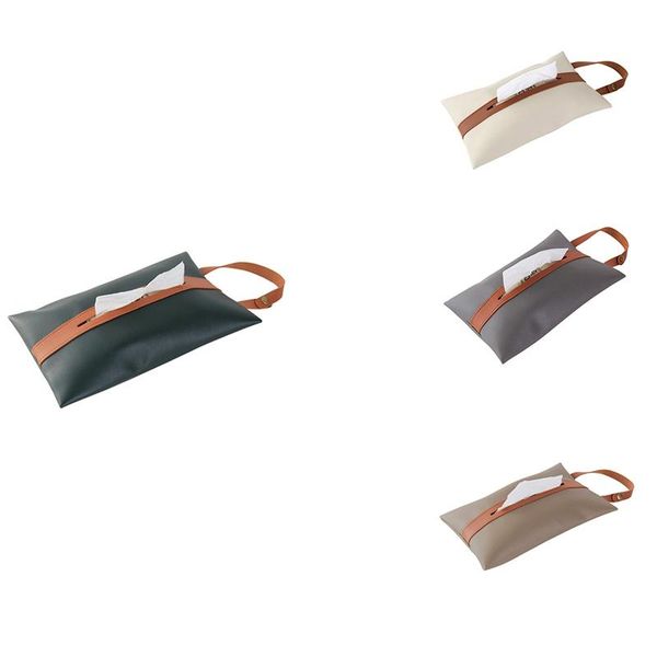 

tissue boxes & napkins hangable case box pu leather home car towel napkin papers dispenser holder table decoration