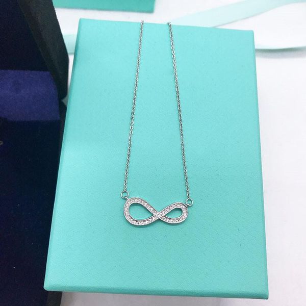 

chains fashion jewelry s925 sterling silver 8 shape pendant necklace for women's classic charm holiday gift