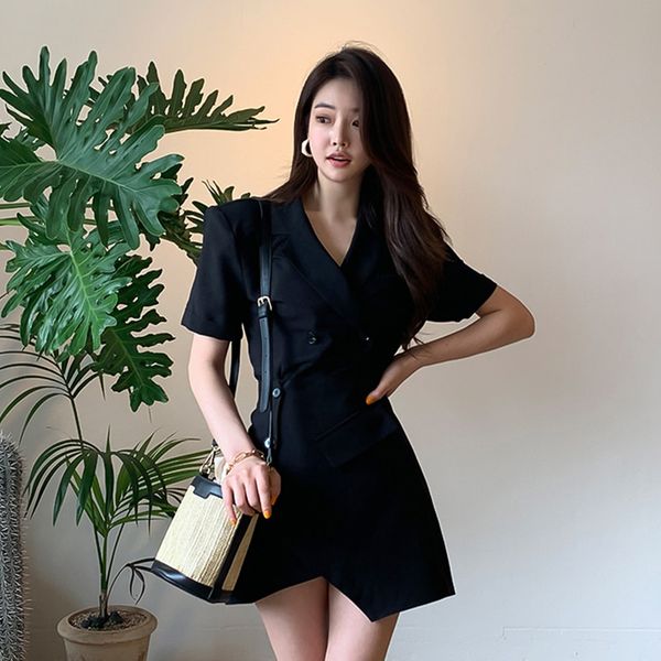 

new arrival fashion sets for women summer office lady work style simple elegant temperament shirts and skirt two piece set an54, Black