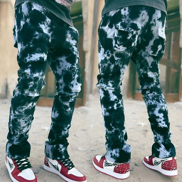 

men's jeans 2021 fashion goth hippie camouflage retro slim straight leg s-4xxxx, Blue