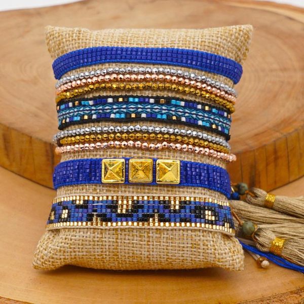 

charm bracelets go2boho hand woven for women gift jewelry 2021 fashion miyuki beaded colored jewellery blue seed bead crystal bracelet, Golden;silver
