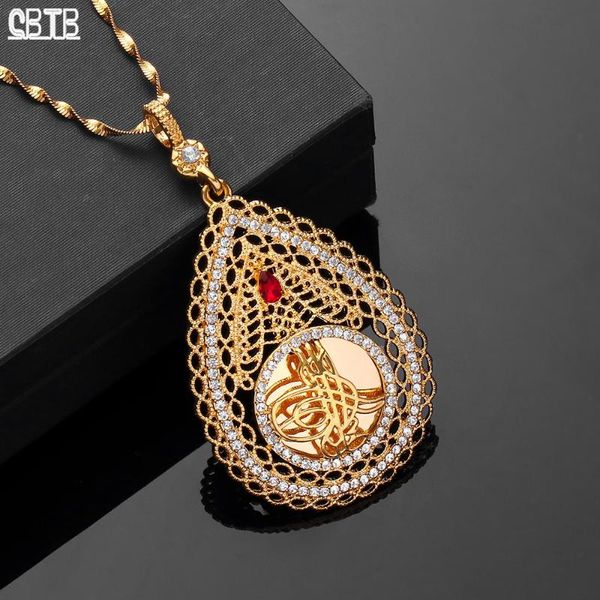 

pendant necklaces red crystal necklace women middle east islamic muslim fashion hollow jewelry arab gift wholesale, Silver