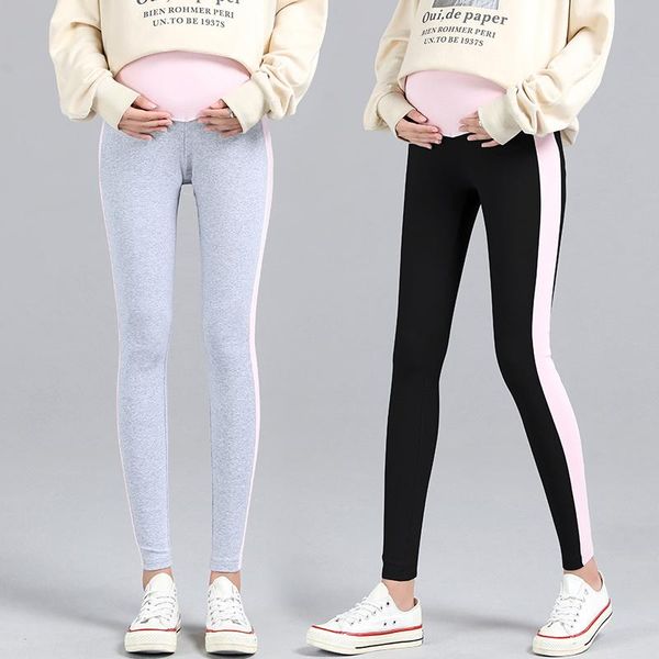 

801# maternity pants summer support abdomen elastic waist belly support pants maternity leggings trousers, White